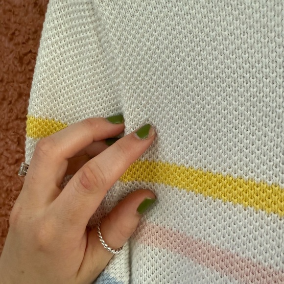 Gap Womens White Stripe Round Neck Pullover Jumper Size Large White Pink Blue - Picture 6 of 7